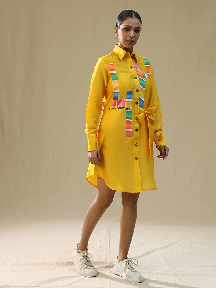 Yellow chaar baar handpainted shirt - Image 7