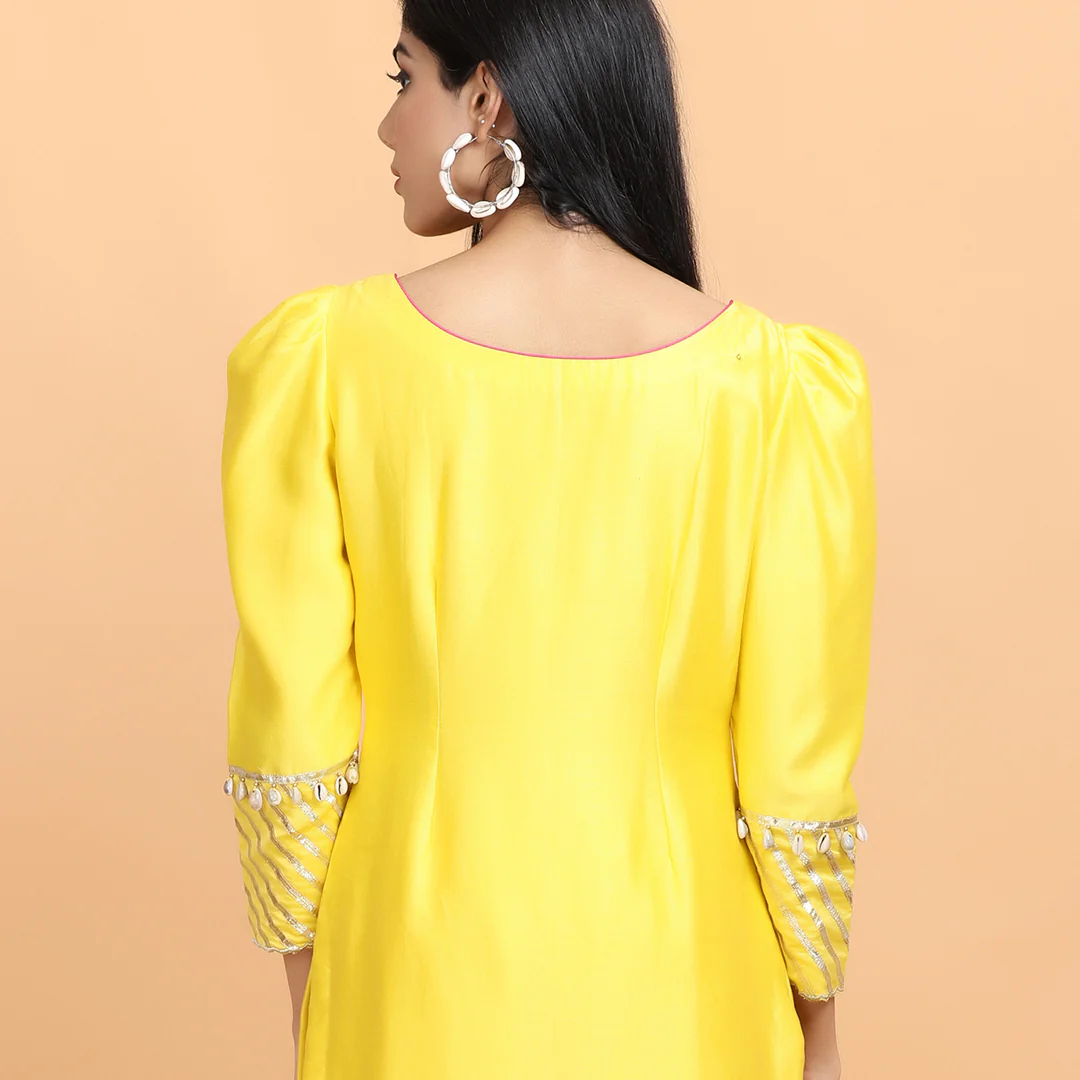 Yellow Chanderi Silk Suit Set - Image 5