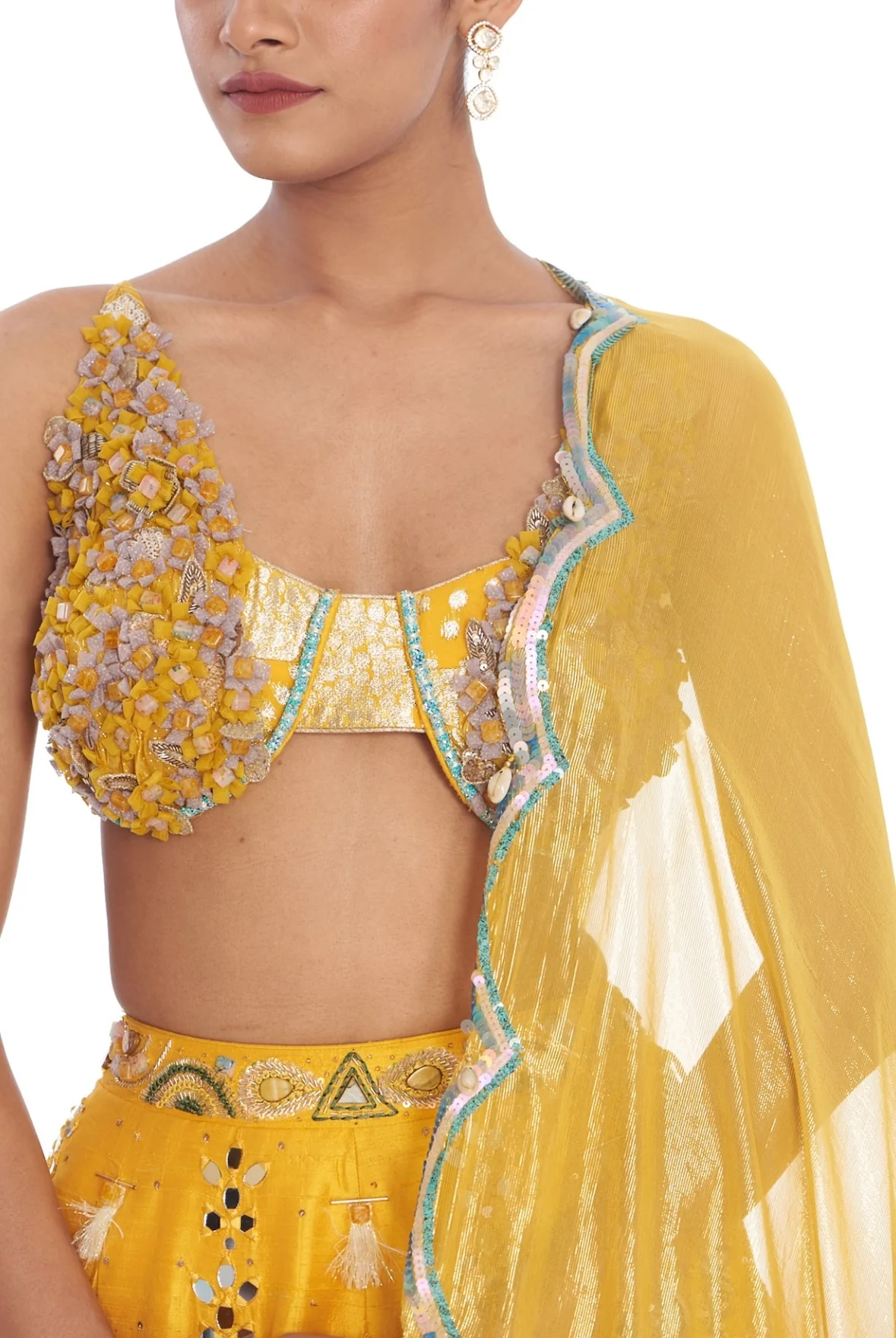 Yellow Foil Handpainted Lehnga set - Image 4