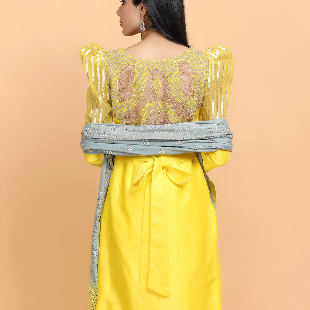 Yellow Gota Chanderi Suit - Image 4