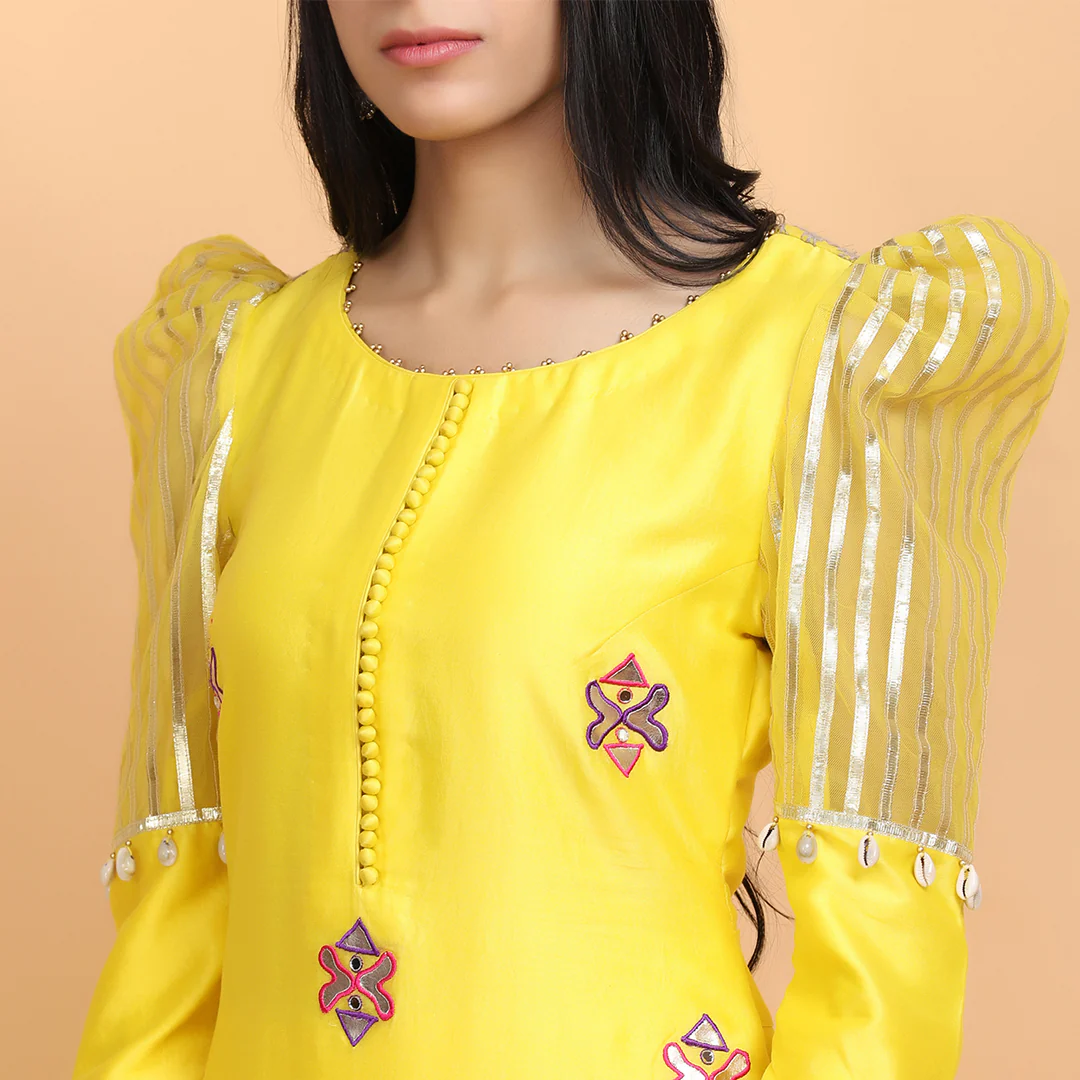Yellow Gota Chanderi Suit - Image 5