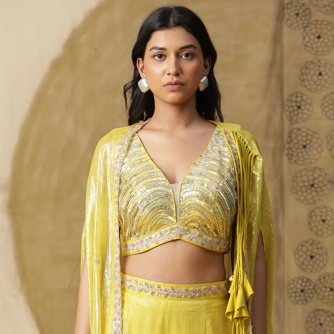 Yellow palazzo cape set - Image 3