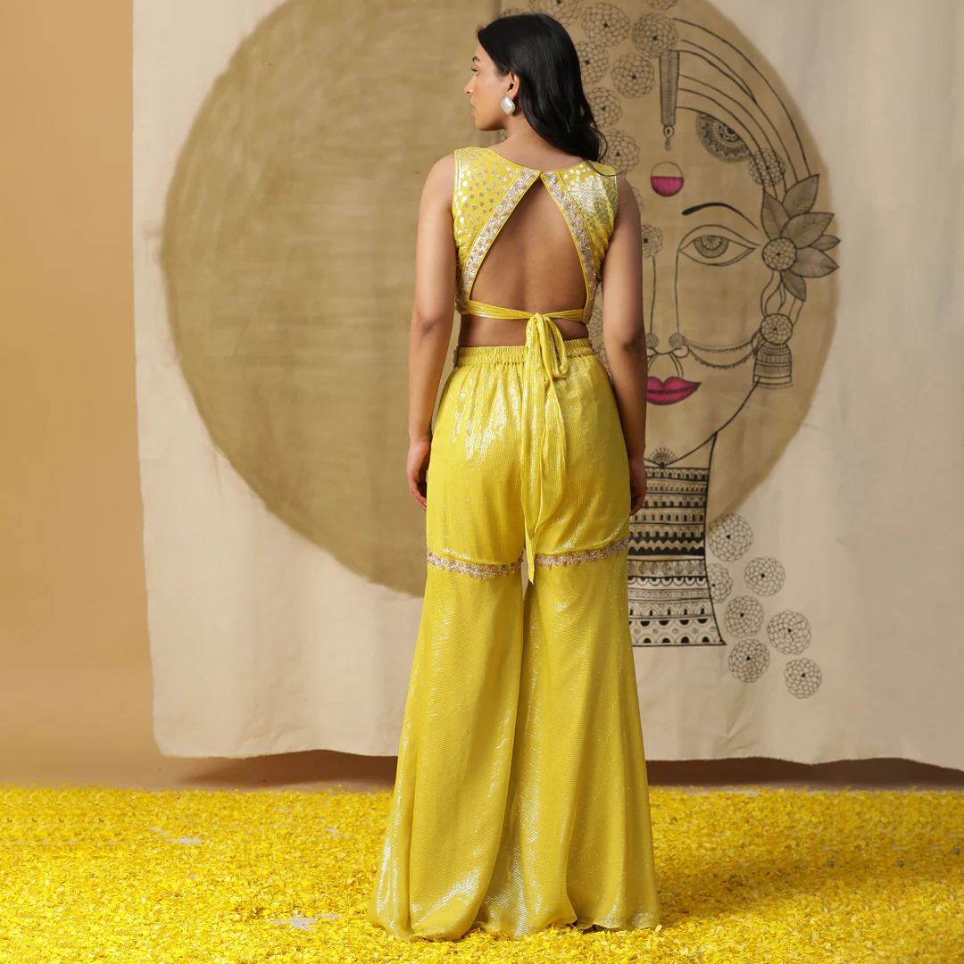 Yellow palazzo cape set - Image 4